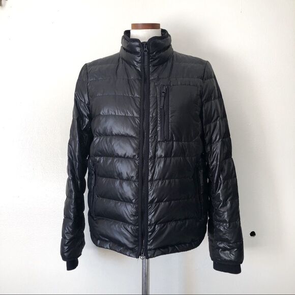 J. Crew Black Thin quilted Puffer winter jacket Large packable - Picture 2 of 8